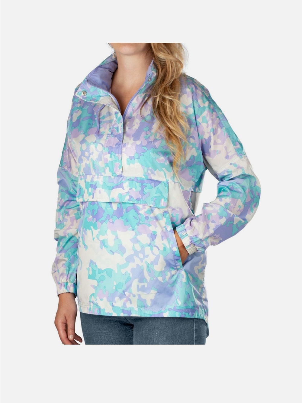 Lauren James Pastel Camo Anorak Pullover Rain Jacket Windbreaker Size Medium NWT
